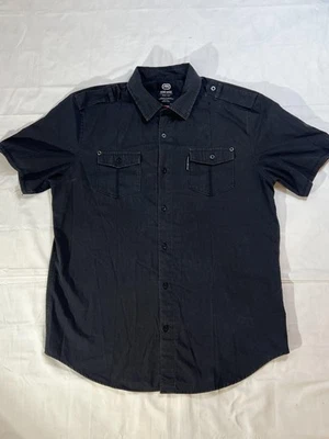 Ecko Unltd Shirt Mens Large Black Short Sleeve Button Down Utility Pockets Urban - Image 1 of 4