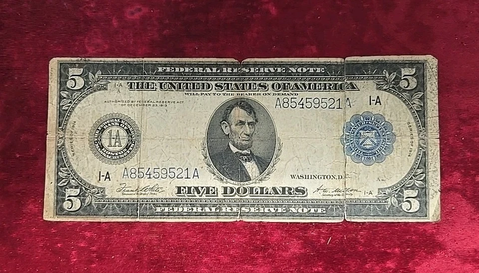 1914 $5 Federal Reserve Note - Image 1 of 2
