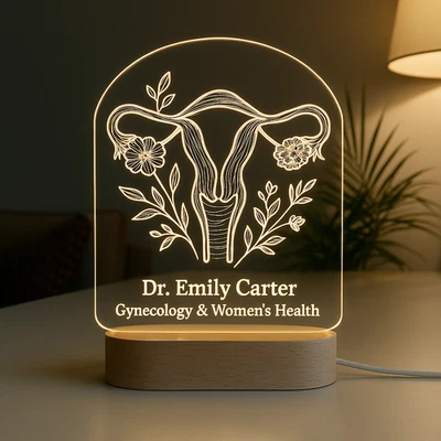 Ginecólogo Luz Nocturna Personalizada | Regalo LED Personalizado con Acrílico Grabado Foto 1 de 4
