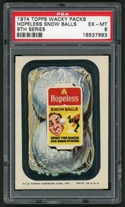 1974 Topps Wacky Packages Sticker Hopeless Snowballs 8th Series PSA 6 - Picture 1 of 2