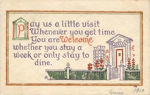 Tarjeta postal 1913 Arts & Crafts You are welcome say 25-11443 - Imagen 1 de 2