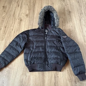 Vintage 90’s Women’s Polo Jeans Ralph Lauren Puffer Jacket Fur Hood Size Small - Picture 1 of 11
