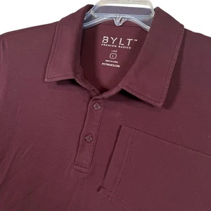 BYLT Premium Basics LUX weinrot Langarm Poloshirt Herren Größe Large - Bild 1 von 5