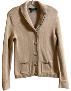 Vtg Lauren Ralph Lauren Cardigan Old Money Crest Buttons Women's Sz PM Cotton - Bild 1 von 11