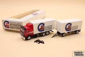 Herpa MB SK 88 box drawbar truck red/white "Nutzfahrzeug Komplettservice" /H2483 - Picture 1 of 1
