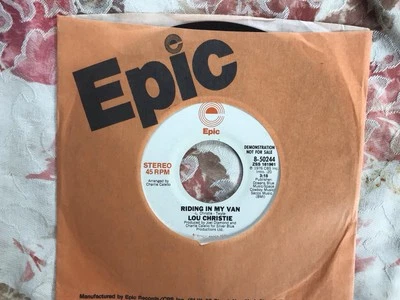 LOU CHRISTIE Riding In My Van (mono/stereo) WHITE PROMO 45 Epic 8-50244 (1976) - Image 1 of 3