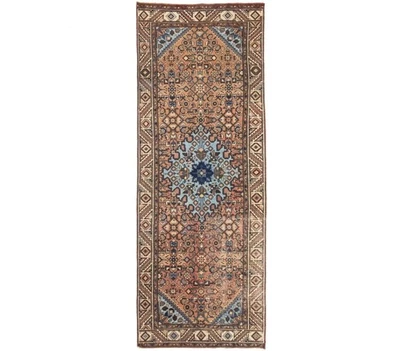 Alfombra de corredor oriental de lana anudada a mano semiantigua alfombra de cocina floral 3X9 Foto 1 de 4