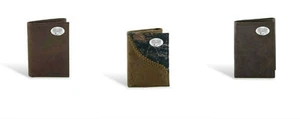ZEP-PRO Mens Genuine Leather DEER BUCK TriFold Wallet Billfold Camo Brown - Picture 1 of 13