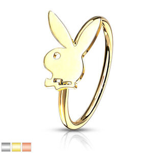 1pc Playboy Bunny 20g 8mm Hoop Nose Ring Nostril Steel Officially Licensed