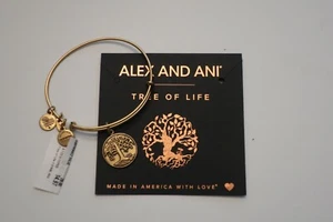 Alex und Ani Lebensbaum Armband Charm Logo Dehndraht goldfarben Armreif - Bild 1 von 2