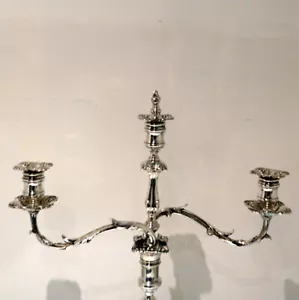 Late 19th Century Antique Victorian Pair Silver Plated Three Light Candelabra - Picture 1 of 11
