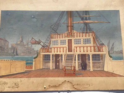 PINTURA ANTIGA ILUSTRAÇÃO NÁUTICA DIEGO RIVERA MURAL ASSISTENTE REVELA RARO - Imagem 1 de 4