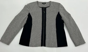 Blazer/chaqueta con cremallera a cuadros blanco y negro talla XL LIZ JORDAN - ropa de trabajo en muy buena condición - Imagen 1 de 5