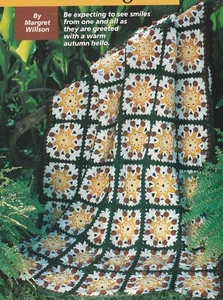 Autumn Motif Afghan - 44" x 62" - Worsted weight yarn - Crochet Pattern ONLY - Afbeelding 1 van 2