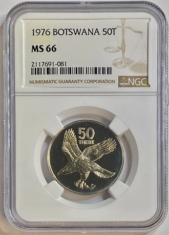 1976 BOTSWANA 50 THEBE NGC MS 66 FINEST KNOWN WORLDWIDE Cover