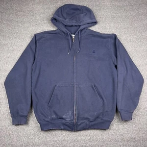 Vintage Carhartt Full Zip Hoodie Men's XL Blue Work Distressed Sweatshirt Y2K - Picture 1 of 8