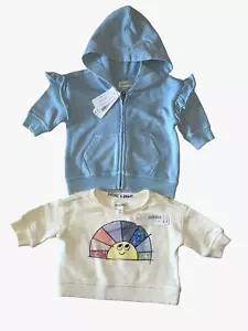 Gymboree Sweatshirts Mädchen 0-3m 2 Stück Paket Creme Regenbogen Pullover Blau Full Zip - Bild 1 von 3