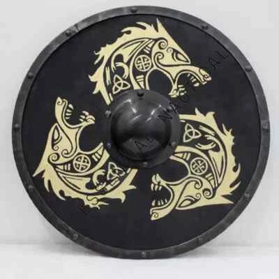 Medieval Shield Viking shield 30" Wooden shield Heavy Metal Fitted Designer gift