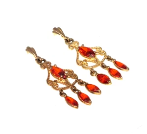 Ladies/womens ornate 9ct yellow gold chandelier style earrings - Picture 1 of 8