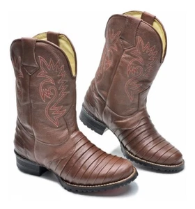 CowboyBoot Brown Western Boots for Mens Wide Calf Cowhide Work Boots Leather - Bild 1 von 6