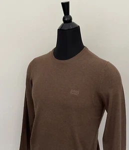 HUGO BOSS Pullover Logo Crew Neck Brown Wool S Size Sweater - Picture 1 of 7