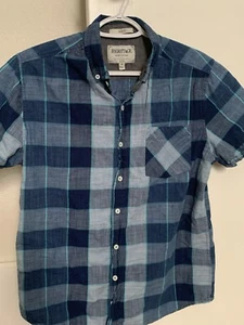 Heritage Report Collection Shirt Men's M Blue Short Sleeve Button-up Slim Fit - Picture 1 of 9