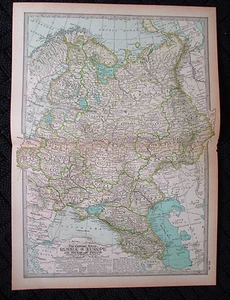 ORIGINAL 1897 Russia Folded Map Century Atlas No 96 11.5 x 16 Poland Finland - Picture 1 of 8