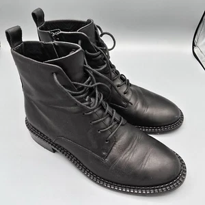 Vince Women's Made in Italy Cabria Black Leather Lace-Up Ankle Boots (US 6M) - Picture 1 of 13