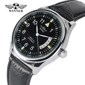 Reloj mecánico automático para hombre correa de cuero de acero inoxidable de viento automático luminoso - Imagen 1 de 14