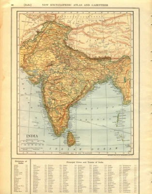 1909 Vintage Map "India" or "Persia" Color Original From Collier Atlas - Image 1 of 4
