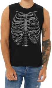Skeleton Rib Cage Skulls T-Shirt Sleeveless Muscle Tee Tank Tops Graphic Tees - Bild 1 von 3