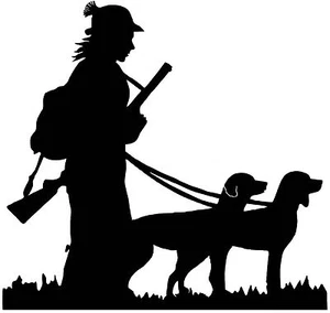 Jagd Jägerin Jagdhunde H=95 cm B=100cm Deko Jagdmotiv aus 3mm Stahl Weimaraner - Bild 1 von 2
