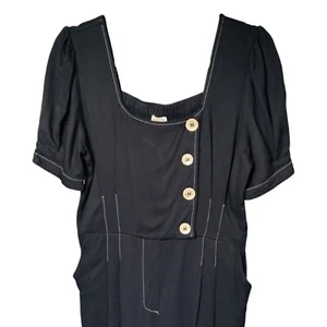 Moon River Jumpsuit One Piece Square Neck Tie Waist Button Up Women's Size Large - Picture 1 of 14