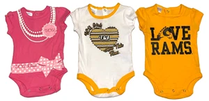 VCU Rams Baby Girls Bodysuits Set of THREE New! 0-3 Months Virginia Commonwealth - Picture 1 of 2