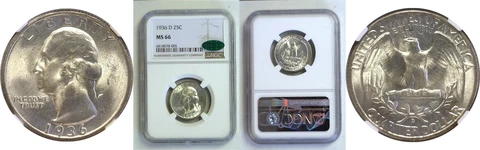 1936-D Washington Quarter NGC MS-66 CAC Cover