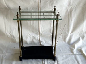 English Victorian Brass & Cast Iron Umbrella Stand Valet Converted to End Table - Picture 1 of 8