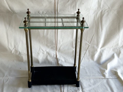 English Victorian Brass & Cast Iron Umbrella Stand Valet Converted to End Table Cover
