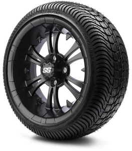 MODZ 14" Vampire Matte Black Golf Cart Wheels and Tires (205-30-14) Set of 4 - Picture 1 of 10