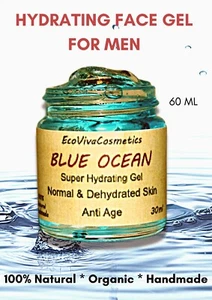 BLUE OCEAN MEN HYDRATING FACE GEL * DEAD SEA MINERALS, ALOE VERA 60 ml - Picture 1 of 4
