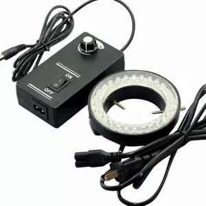 Lámpara iluminadora de luz de anillo ajustable de 60 LED para microscopio ZOOM ESTÉREO EE. UU./UE/REINO Unido - Imagen 1 de 10