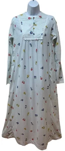 Vintage Charakter gebürstetes Nylon langes Retro Blumenmuster Nachthemd S USA NOS - Bild 1 von 11