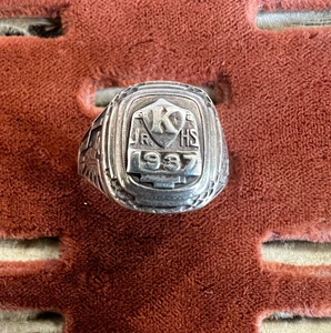 Antique 1937 Jr. High School Sterling Class Ring marked O-K sterling - Picture 1 of 6