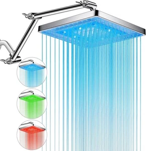 PinWin Duschkopf, 8'' LED Rain 8&apos;&apos; Duschkopf mit Arm, Chrom  - Bild 1 von 7