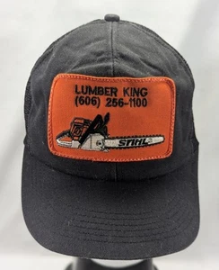 Vintage STIHL Lumber King Black Orange Patch Ball Cap Trucker Hat VTG RARE HTF - Picture 1 of 6