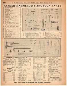 1937 Print Ad of Parker Hammerless 10 Trojan & Auto Ejector Shotgun Parts List - Bild 1 von 2