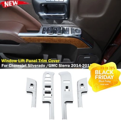 Window Lift Panel Trim Cover For Chevrolet Silverado /GMC Sierra 2014-18 Chrome Foto 1 de 4
