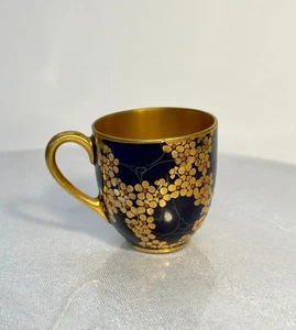 Antike Kobaltblau & Gold Demitasse Tasse + kaputte Untertasse | handbemalt - Bild 1 von 4