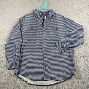 Duluth Trading Co Relaxed Fit Button Shirt Men’s Large Hickory Stripe Workwear - Picture 1 of 8