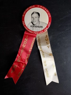 1995 Philadelphia Phillies Richie Ashburn Baseball Hall of Fame Pin Ribbon - Image 1 of 4