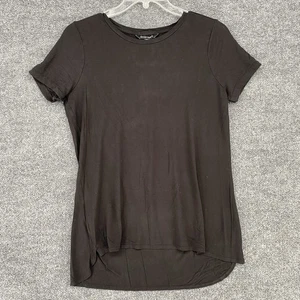 Ellen Tracy Womens Black Crew Neck Tunic T Shirt Casual Lightweight Size Medium - Picture 1 of 11